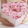 2pcs  Creative Flower Box Heart Shaped Hot Stamping Paper Florist Packaging Rose Gift Case for Anniversary Party Dropshipping