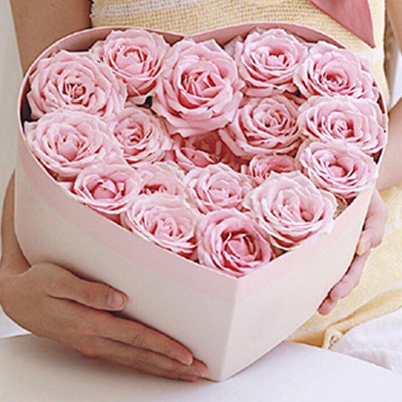 2pcs  Creative Flower Box Heart Shaped Hot Stamping Paper Florist Packaging Rose Gift Case for Anniversary Party Dropshipping