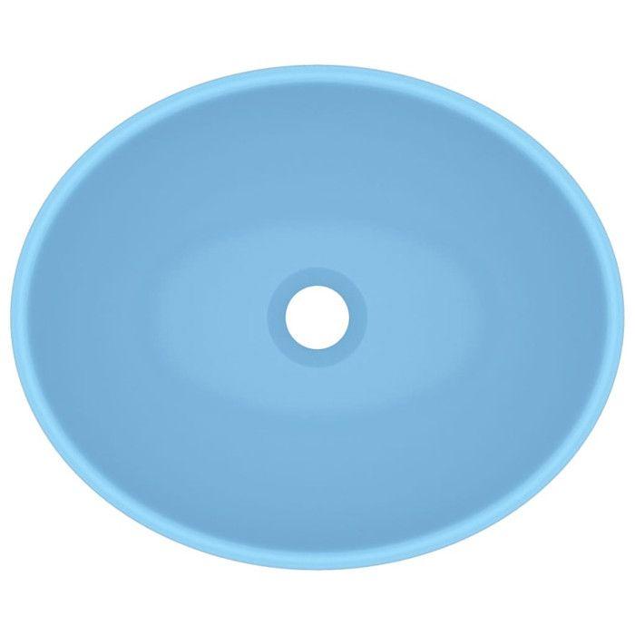 VidaXL Luxury Oval Washbasin Countertop Washbasin Toilet Hand Basin Bathroom Kitchen Home Interior Light Blue Matte 146923