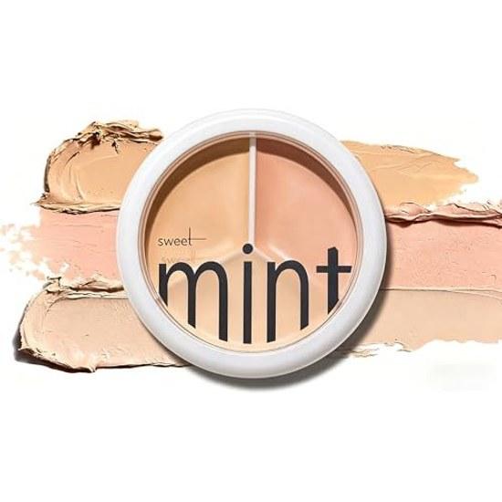 Sweet Mint 3-color Concealer 15g Complete Coverage Pore Correction Dark Circle Moisturizing Skin Radiance Enhancement Contour Multifunctional Compact