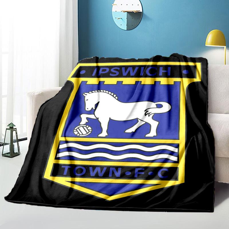 Town Football Club Crest Printed Throws Blanket Soft Flannel Blankets for Couch Bed Gifts for Men Women Picnic blanket Christmas gifts