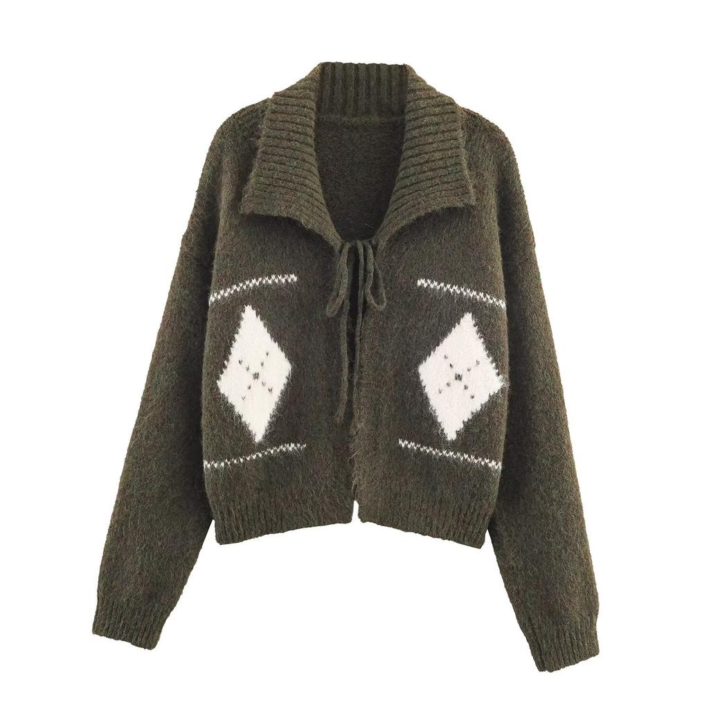 European and American Style, New Women's Clothing, Fashionable, Versatile, Cross-border Foreign Trade Jacquard Strap Knitted Cardigan