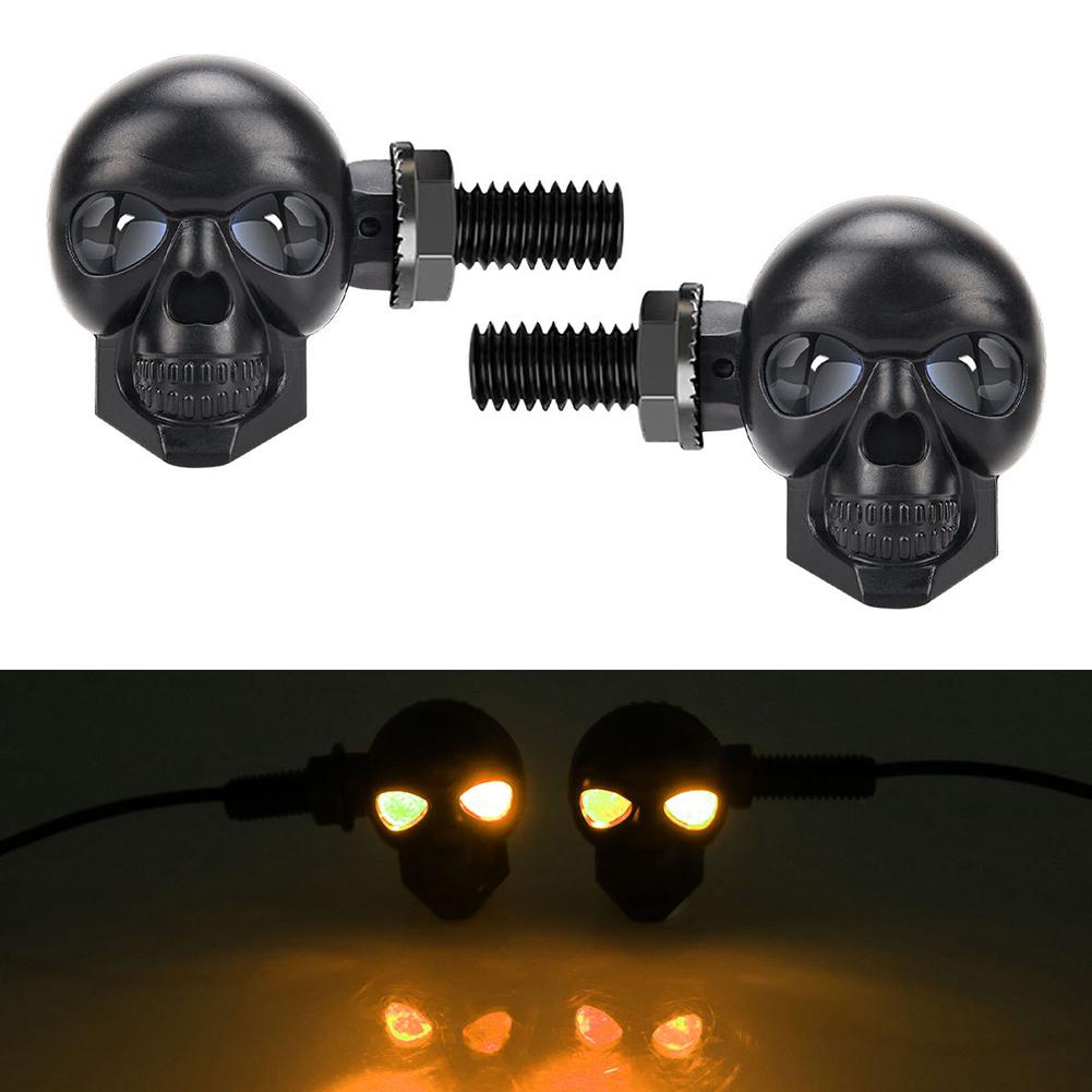 2PCS Motorcycle LED Skull Shape Waterproof Fog Light Auxiliary Turn Signal Light Taillight LED Indicator Light