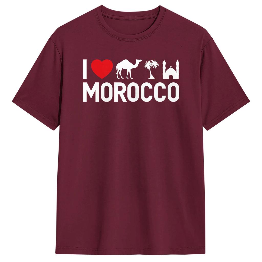 Awesome I Love Morocco TShirts Men Round Collar Cotton T Shirts  Short Sleeve Tee Shirt Original Clothing