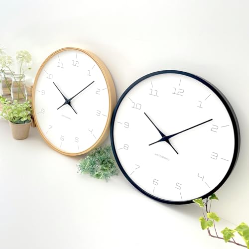 KATOMOKU Plywood Wall Clock, Black, km-71BK, Sweep Movement, 304mm Diameter (quartz Clock)