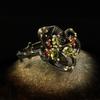 Carved Rings Retro Court Relief Orchid Black and Gold Hand Jewelry