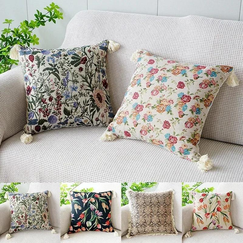 Flower Cushion Cover Bohemian Pillowcase Throw Pillow Customize Adult Children Personalized Name Birthday Gift