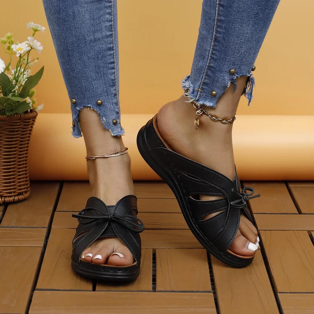 Fashion New Womens Slippers Wedges Fashion Summer Casual Hollow Sandals Platform Open Toe Flip Flops Non Slip Beach Shoes Green Slides