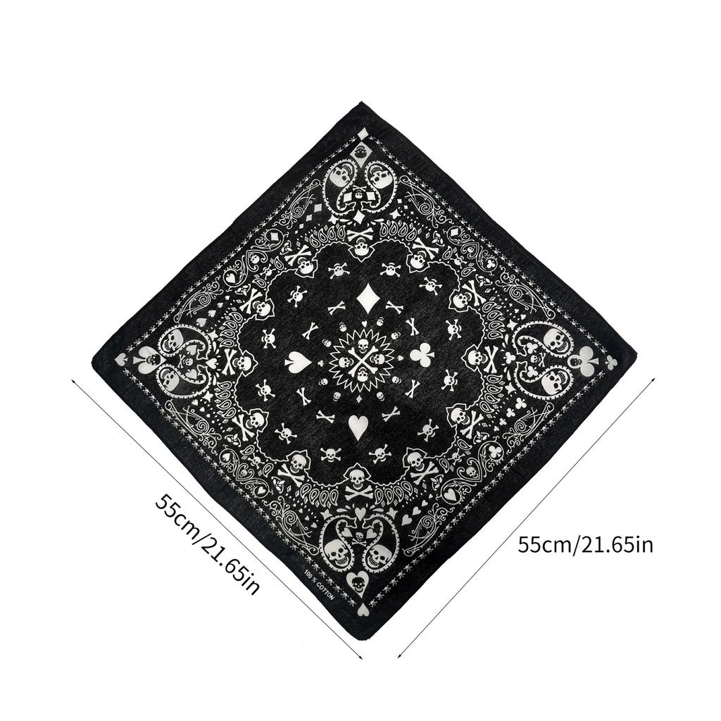 Skull Neckerchief for Women Men Fashion Print Headwrap Turban Scarf Bandannas for Festival Holiday Party Wear