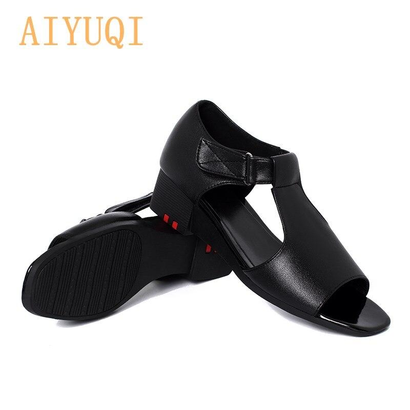 Sandals Women Wedges Genuine Leather Ladies Summer Sandals Fish Mouth Simple Large Size Gladiator Sandals Women