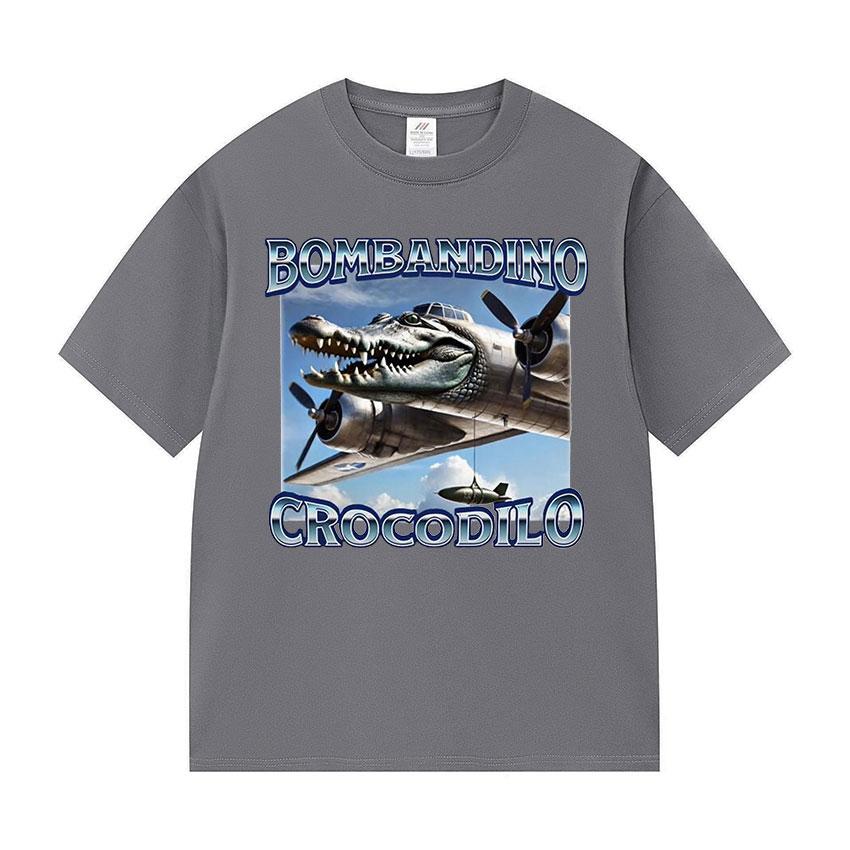 Bombardiro Crocodilo Meme Cerveau Pourri Drôle T-shirts Unisexe Femmes Vintage Impression Surdimensionnée T-shirt Unisexe été Haute Qualité T-shirt