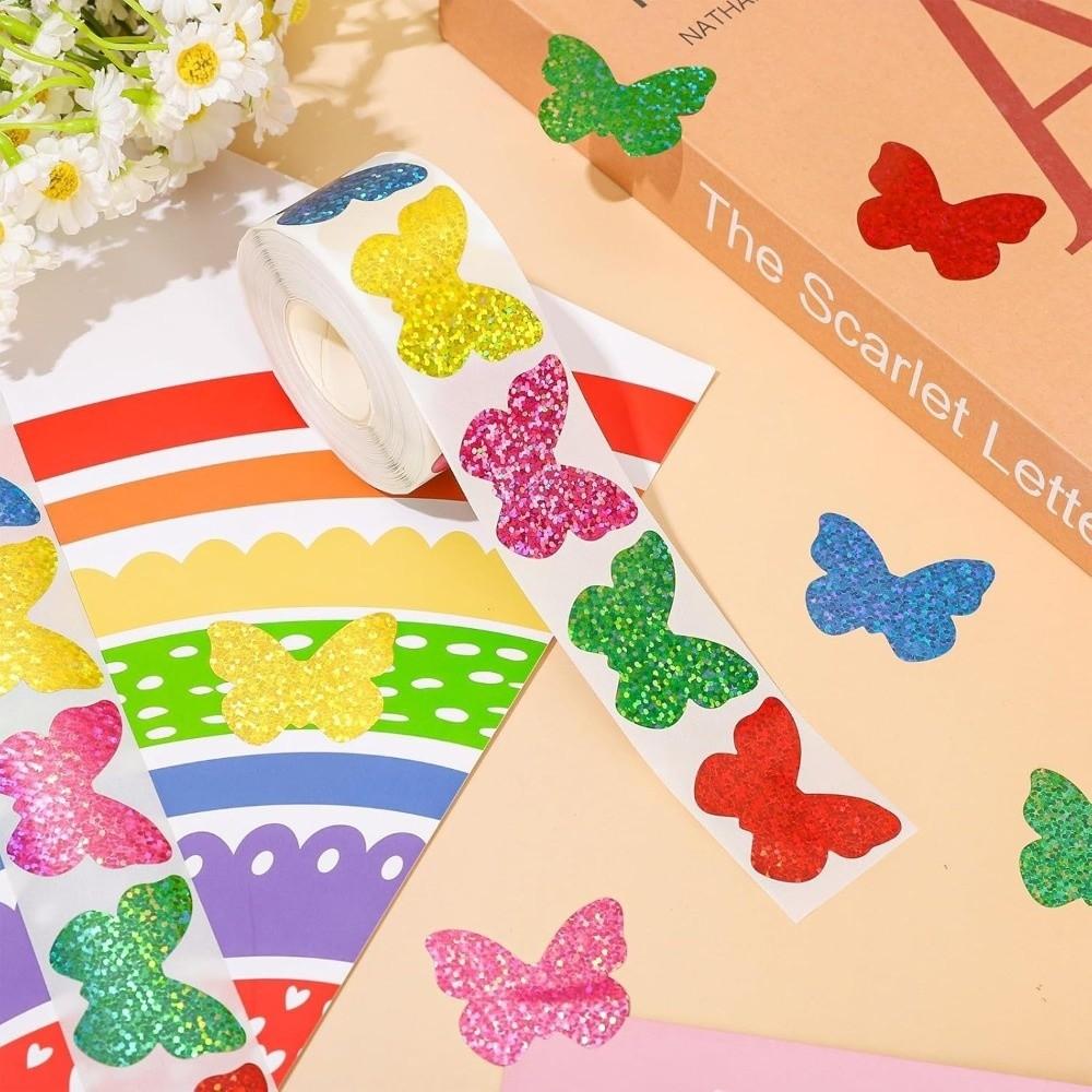 500pcs/Roll Self-adhesive Gift Wrapping Label Glittering Colorful Creative Scrapbook Stationery Sticker Motivational