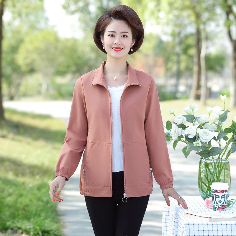 Frühlings- und Herbstjacken 2024 Neue Damenbekleidung mittleren Alters Kurze Reversjacken Langarm-Cardigan-Oberteile