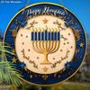 Hanukkah Festival Wooden Sign - Happy Hanukkah Round Ornament for Front Door, Wall Hanging Decor - Ideal Hanukkah Decor