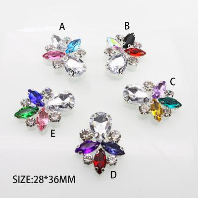2 Pieces of 28 * 36mm Silver Flat Bottomed Rhinestone Colorful Acrylic Buckles For Various Clothing Decoration Accessories Diy