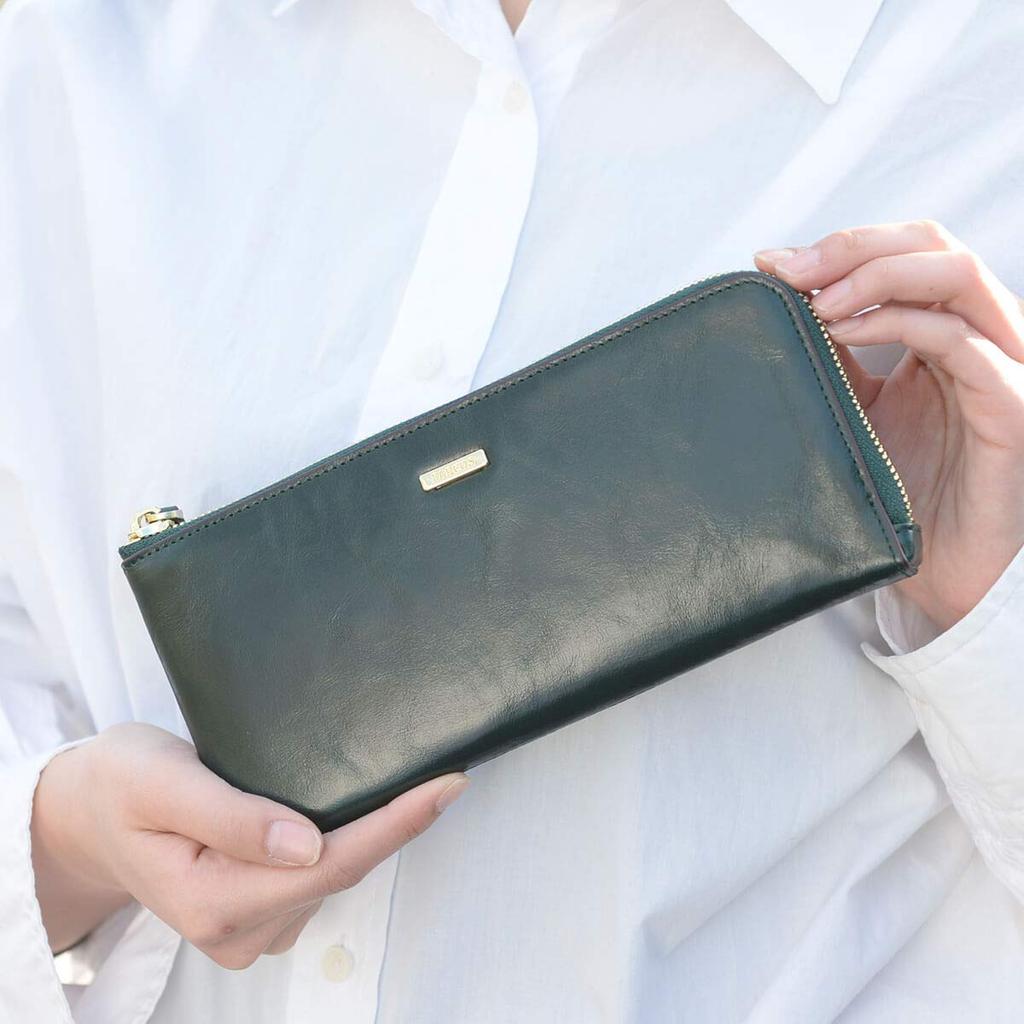 [Barcos] L-förmige lange Geldbörse, Laura [Green]