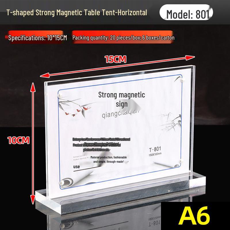 T-Type Magnetic Table Tent Card Holder: Dual-Use Horizontal & Vertical Display Stand