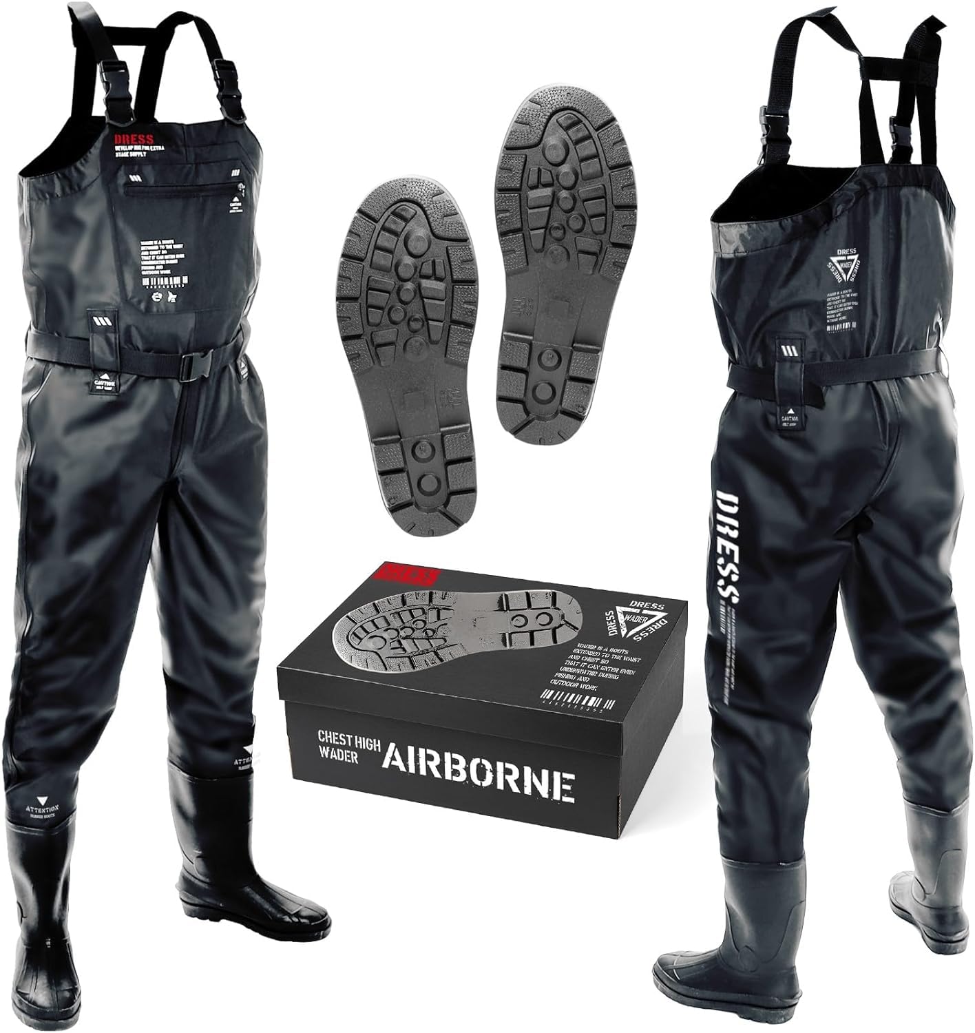 

Вейдерсы Chest High Waders Radial Sole AIRBORNE XXL Black Disaster Prevention Disaster [Платье] [Рост] 180~185 [Ботинки] 28~28.5 чёрный