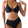 Women’s Solid Color Ruched Tankini Bathing Suit High-Waist Bikini Swimsuit, Sexy Two-Piece Swimwear Set