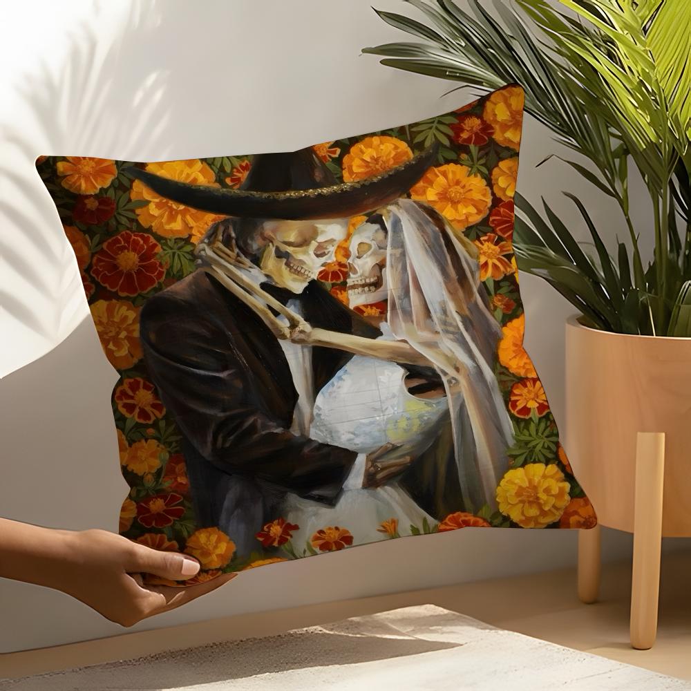 Festival Day Of The Dead Art 4 Pillow Case Linen Cushion Covers For Decorative Sofa Home Pillows Case Car Chair Pillows Cases