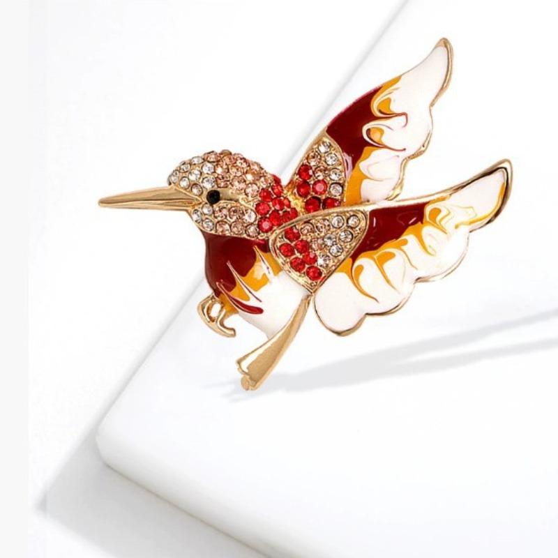 

Beautiful Hummingbird Brooches for Women Unisex Rhinestone Bird Pins Multi-color Available Casual Party Accessories Gifts коричневий