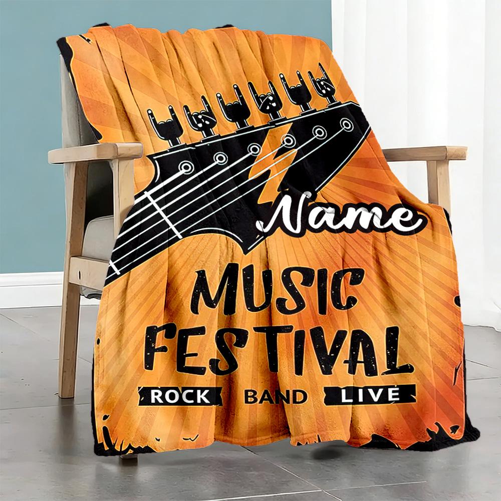 Rock66 Personalized Text Blanket Throw Personalized Blanket Soft Warm Cozy Suitable for Couch Seaside Livingroom Bedding All-Season Use