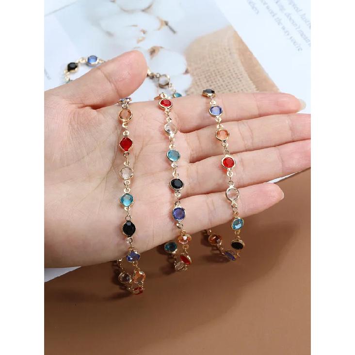 Fashion Colorful Crystal Chain Necklace for Women Simple Silver Color Long Y-shaped Clavicle Chain Necklace Party Jewelry Gifts
