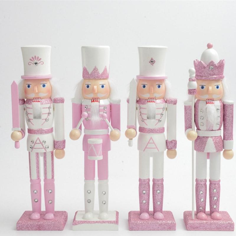 Pink King Wood Walnut Cracker Puppet Soldier Christmas Decoration forXmas Decor NewYear Gift