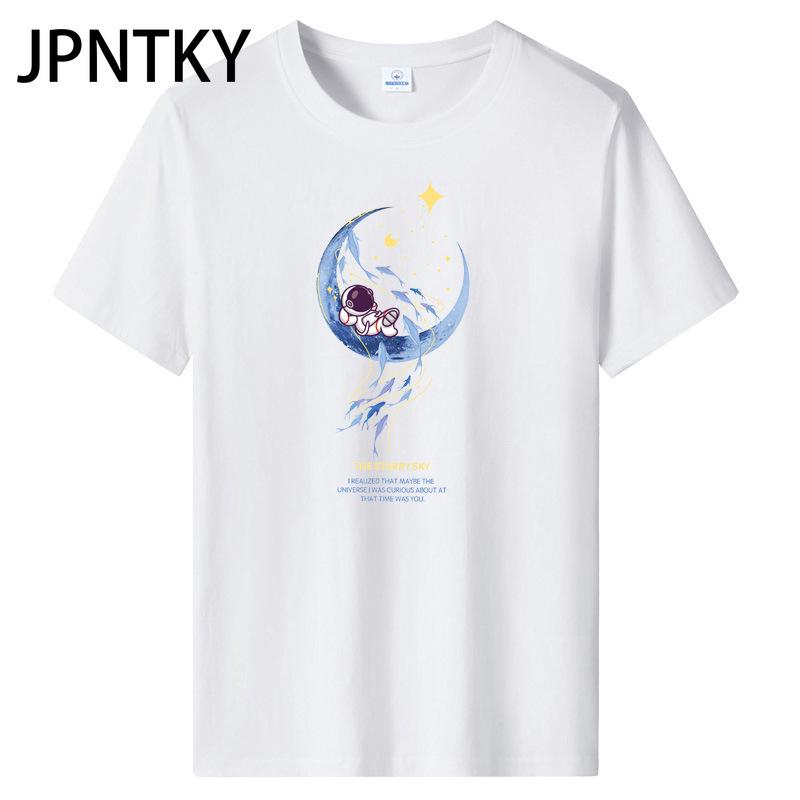 JPNTKY Cotton Short Sleeve T-shirt Men's Fashion Loose Half Sleeve Shirt Printed Compassionate Shirt
