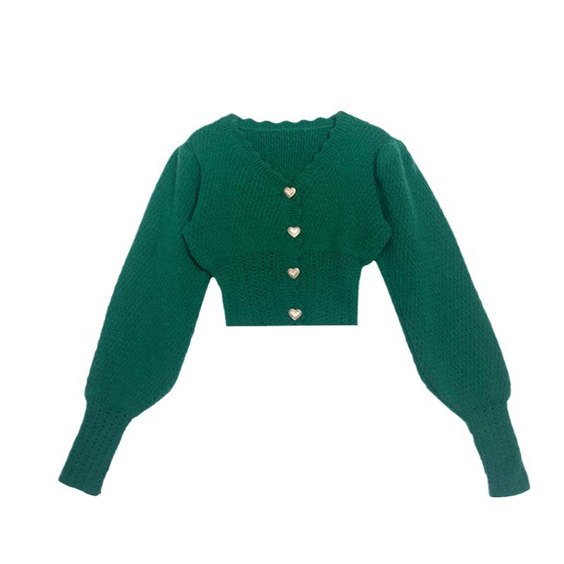 Korean V-Neck Button Knit Cardigan - 2023 Winter Collection