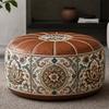 Dunhuang Style Leather Storage Stool - Multipurpose for Clothes, Toys, or Seasonal Items, Perfect as a Living Room Sofa Seat