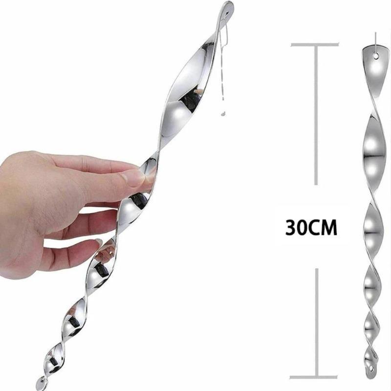 80pcs Bird Repellent Reflective Rods 30cm Scare Birds Repeller Wind Spiral Rotating Rod Hanging Ornaments Home Garden Decor