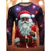 T-shirt de Noël Père Noël Graphique Décontracté Homme T-shirt Imprimé 3D Sport Plein Air Vacances Automne Manches Longues Col Rond