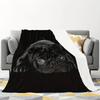A cute black pug dog Flannel printed blanket suitable for all seasons suitable for living room office sofa and travel 180x250CM