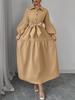 European & American Women's Lace-Up Puff Sleeve Dress