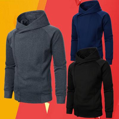 Men's Hoodie One Piece Sports Sweatshirt Diagonal Zipper Korean Fashion Streetwear Hood Sweatshirt Men's Tops  for Warmth Yasheng