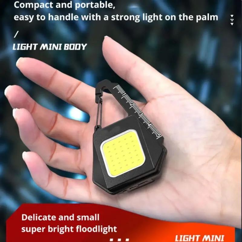 Multi-functional  Magnetic COB Work Light Key Chain Lights Type-C USB Rechargeable Flashlight Mini Camping Lantern Torch