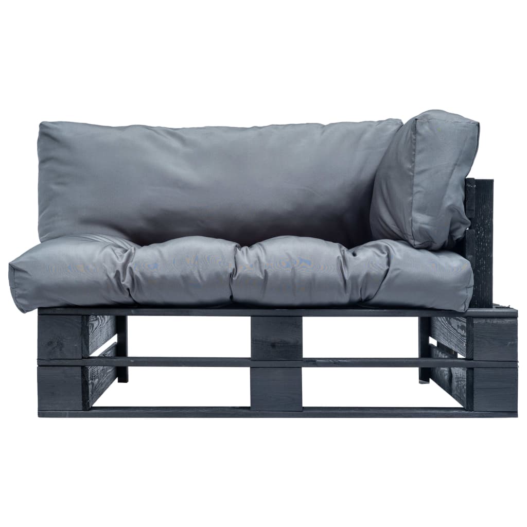 Outdoor Palette Sofa with Cushions In Grey Pine Wood