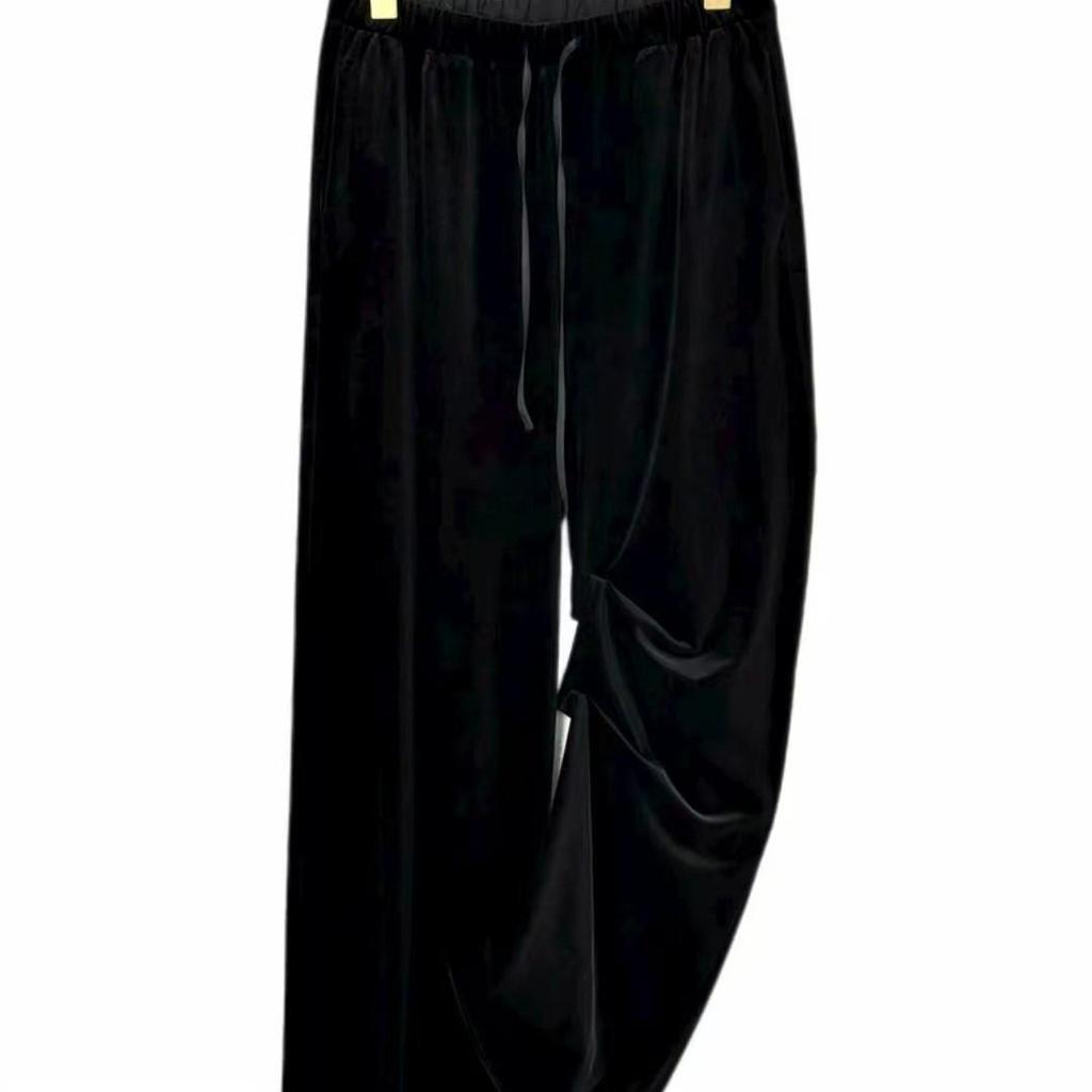 Women's High-Waist Golden Velvet Wide Leg Pants - Spring/Summer 2026 Collection