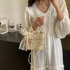 Luxury Designer Lace Bow Straw Weave Women'S Handbag Casual Crossbody Bag Compact Bucket Summer Beach Bag Premium