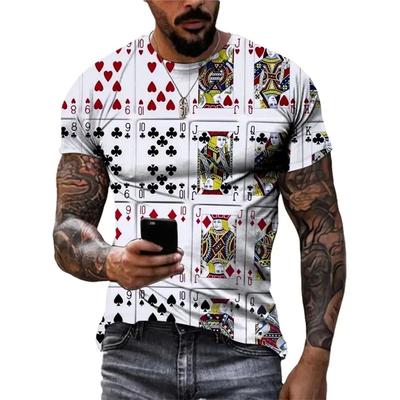 Pánské vtipné tričko s novinkou 3D potisk s grafikou pokerových karet Trička pro muže Ležérní trička s krátkým rukávem