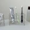 Stainless Steel Toothbrush Holder Free Standing Shaving Equipment Storage Rack for Bathroom Vanity Countertop Use
