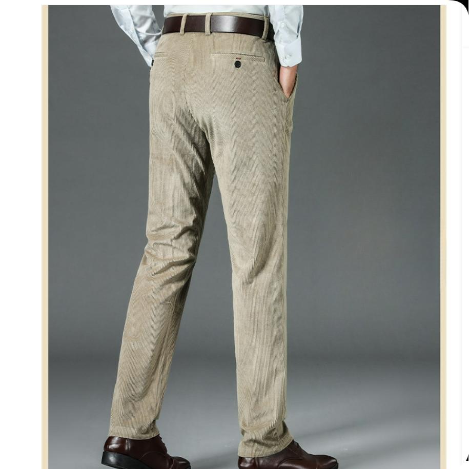 Corduroy Middle-aged Pants Men's Autumn and Winter Plus Velvet Men's Pants Straight Casual Pants Men's Winter Dad Trousers Middle-aged Tooling