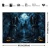 2D flag - Halloween-themed party banner background dark castle stone ghost theme.PMJ