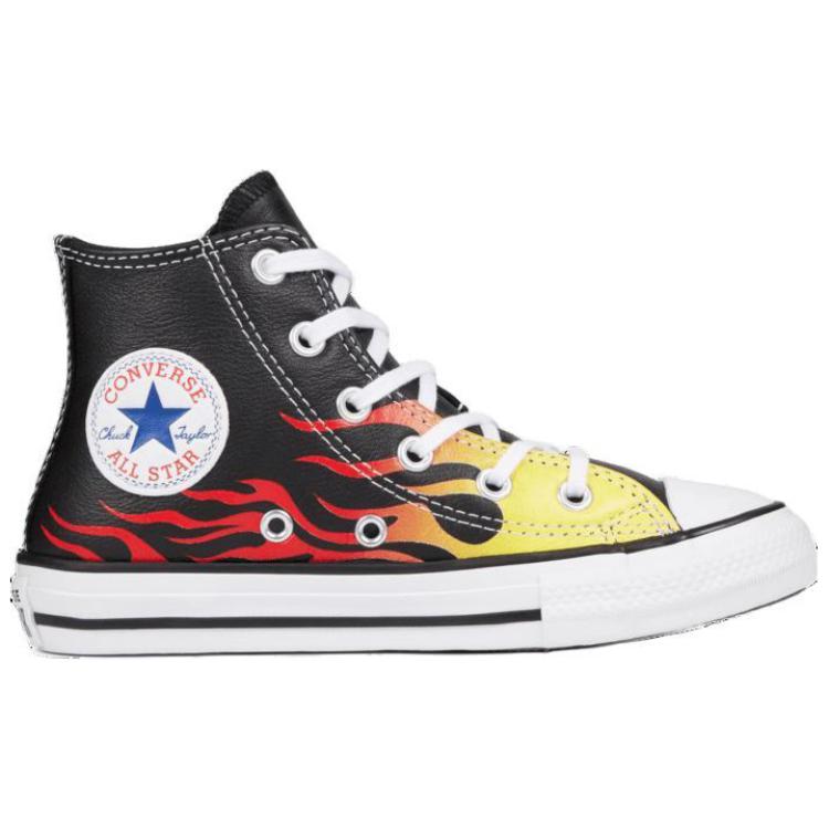 Converse Chuck Taylor All Star Flame Black Red High Top Canvas Shoes Unisex Sneakers 665864C