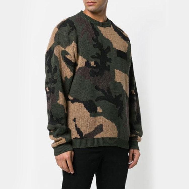 Off-White SS19 Loose-Fit Camouflage Crewneck Sweater Men Tops Green-Camouflage OMHA056E18A350019900