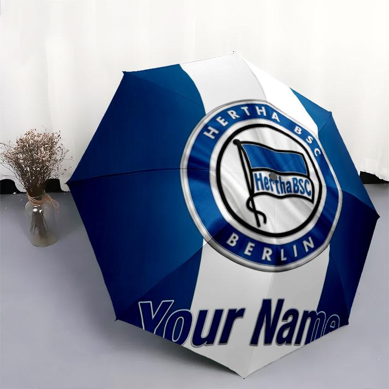 1 PC Automatic Folding Umbrella - Hertha BSC Custom Name Pattern, Portable & Foldable Design with 8 Ribs, Christmas Birthday Gifts