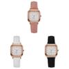 Minimalist Square Womens Quartz Watch With Pu Band For Casual Daily Wear