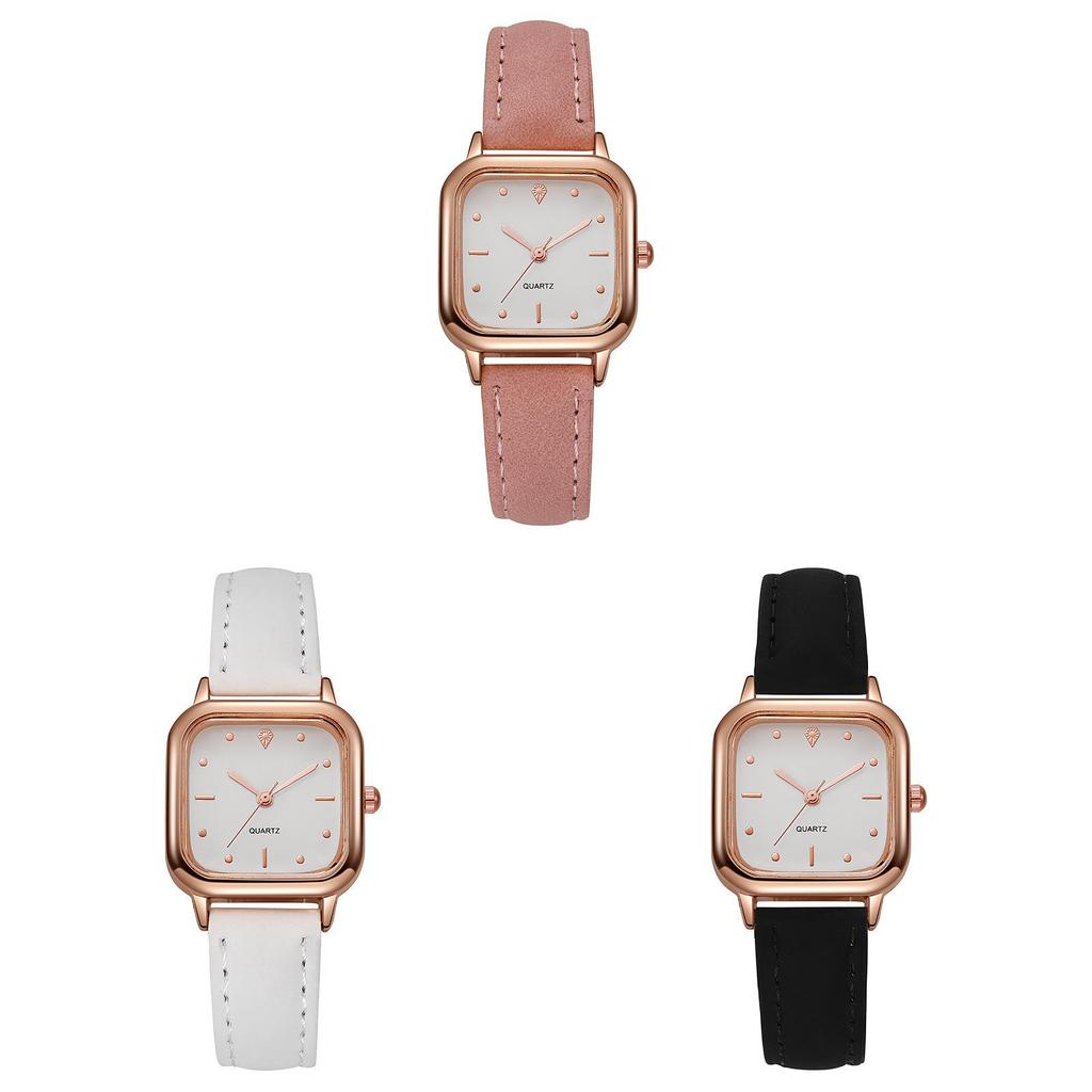 Minimalist Square Womens Quartz Watch With Pu Band For Casual Daily Wear