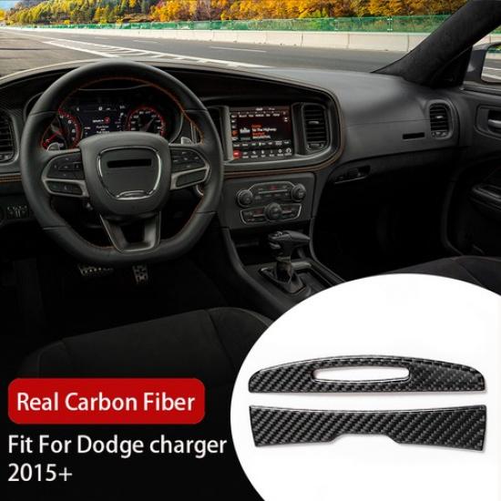 Cup Holder Side Trim Cover Panel Sticker Fits Dodge Charger 15~2022 Carbon Fiber